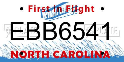 EBB6541 North Carolina License Plate