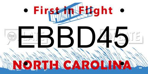 EBBD45 North Carolina License Plate