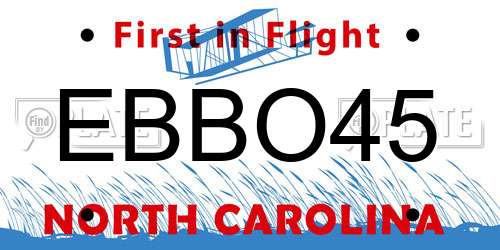 EBBO45 North Carolina License Plate