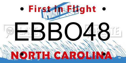 EBBO48 North Carolina License Plate