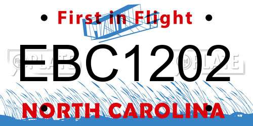 EBC1202 North Carolina License Plate