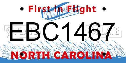 EBC1467 North Carolina License Plate