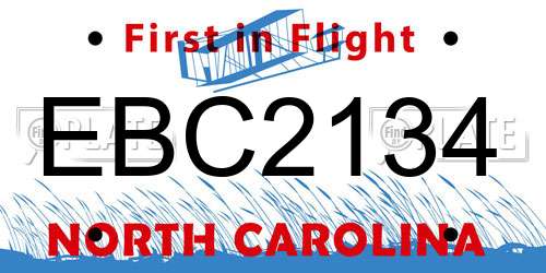 EBC2134 North Carolina License Plate