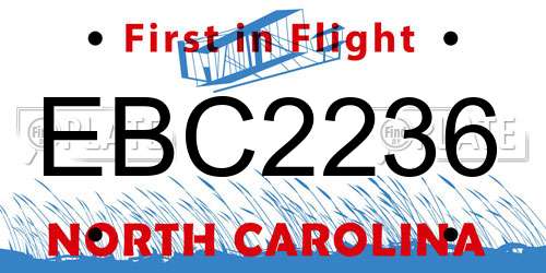 EBC2236 North Carolina License Plate