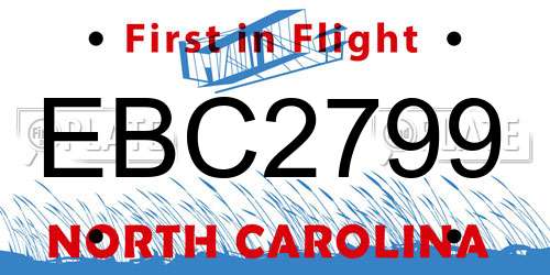 EBC2799 North Carolina License Plate