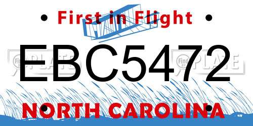 EBC5472 North Carolina License Plate