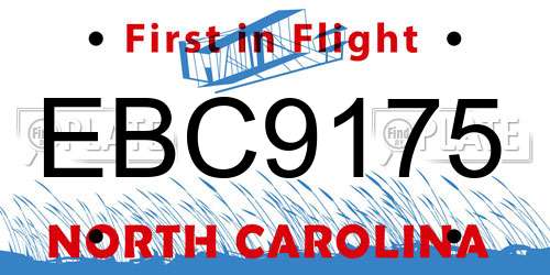 EBC9175 North Carolina License Plate