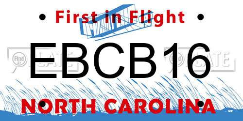 EBCB16 North Carolina License Plate