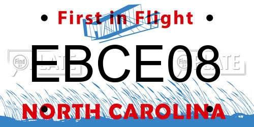 EBCE08 North Carolina License Plate