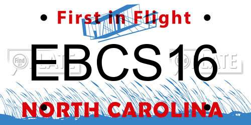 EBCS16 North Carolina License Plate