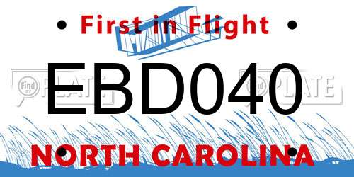EBD040 North Carolina License Plate