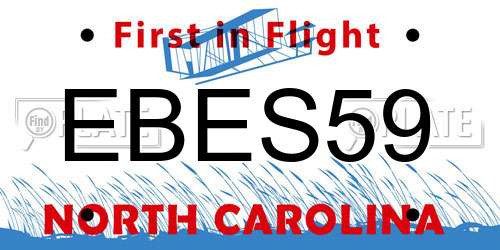 EBES59 North Carolina License Plate