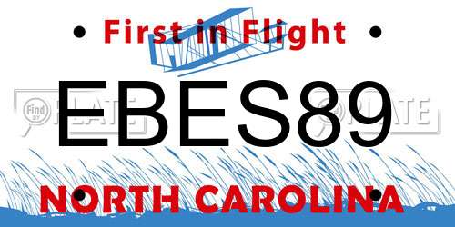 EBES89 North Carolina License Plate
