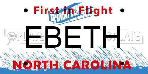 EBETH North Carolina License Plate