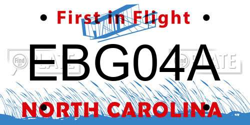 EBG04A North Carolina License Plate