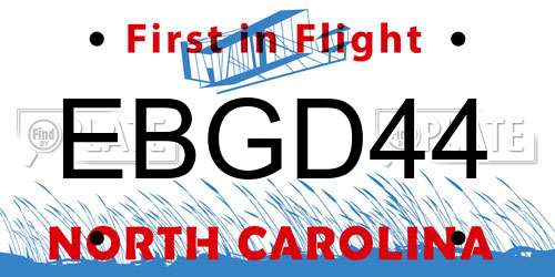 EBGD44 North Carolina License Plate