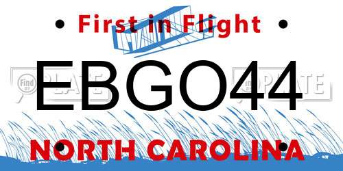 EBGO44 North Carolina License Plate