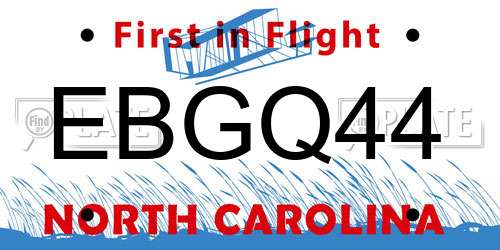 EBGQ44 North Carolina License Plate