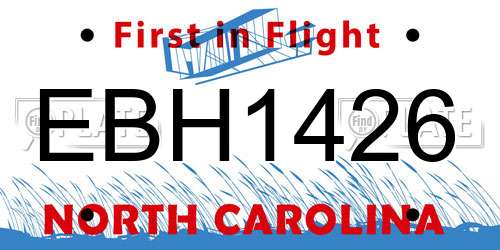 EBH1426 North Carolina License Plate