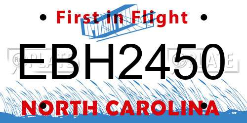 EBH2450 North Carolina License Plate