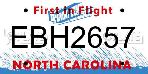EBH2657 North Carolina License Plate