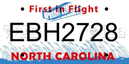 EBH2728 North Carolina License Plate
