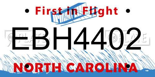 EBH4402 North Carolina License Plate
