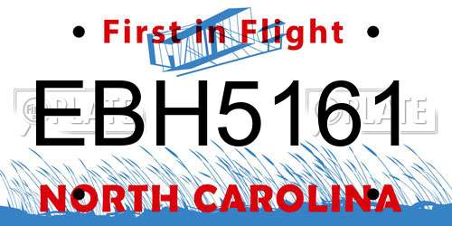 EBH5161 North Carolina License Plate