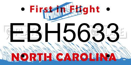 EBH5633 North Carolina License Plate