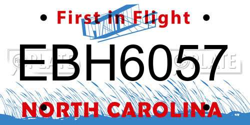 EBH6057 North Carolina License Plate
