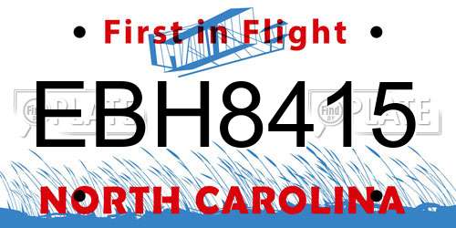 EBH8415 North Carolina License Plate