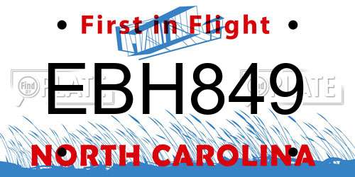 EBH849 North Carolina License Plate