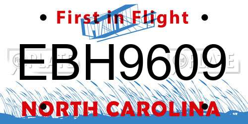 EBH9609 North Carolina License Plate