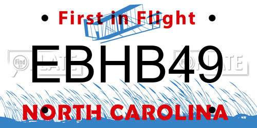 EBHB49 North Carolina License Plate