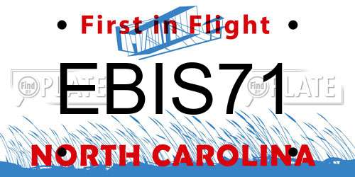 EBIS71 North Carolina License Plate