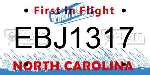 EBJ1317 North Carolina License Plate