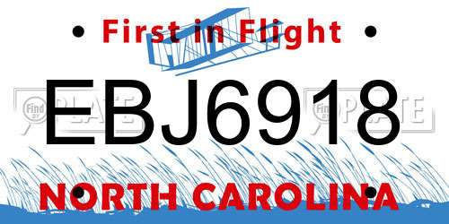 EBJ6918 North Carolina License Plate