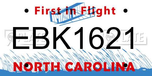 EBK1621 North Carolina License Plate