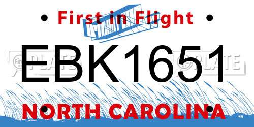 EBK1651 North Carolina License Plate