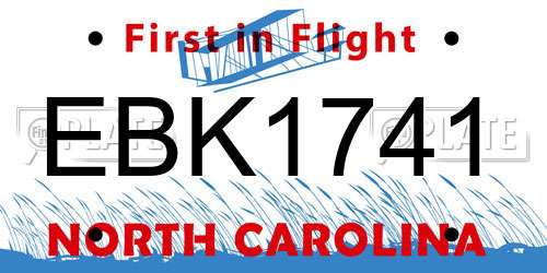 EBK1741 North Carolina License Plate