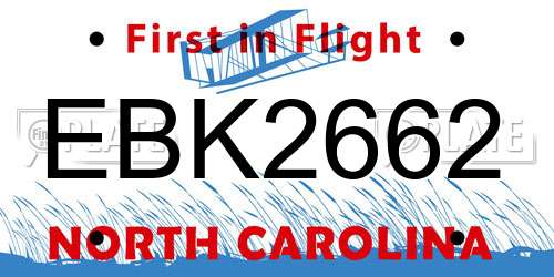 EBK2662 North Carolina License Plate