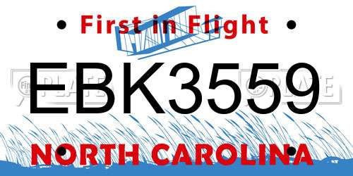 EBK3559 North Carolina License Plate