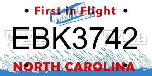 EBK3742 North Carolina License Plate