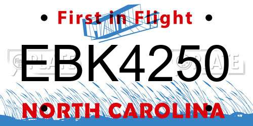 EBK4250 North Carolina License Plate