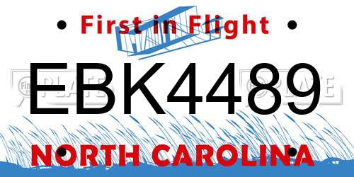 EBK4489 North Carolina License Plate