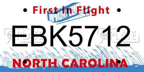 EBK5712 North Carolina License Plate