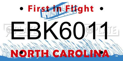 EBK6011 North Carolina License Plate