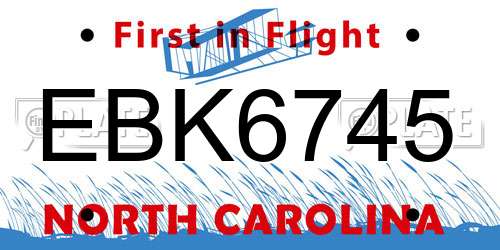 EBK6745 North Carolina License Plate