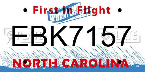 EBK7157 North Carolina License Plate