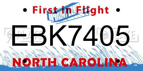 EBK7405 North Carolina License Plate